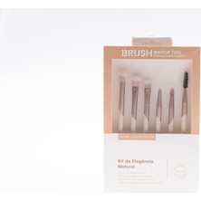 Hakay Brush Luxe Collection 6 Parça Profesyonel Makyaj Fırça Seti, Ultra Yumuşak Doğal Kıllı Sentetik, Allık, Far, Kapatıcı, Eyeliner ve Kaş Şekillendirici, Krem