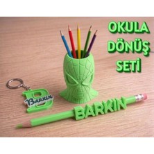 Arcanium Kişiye Özel Isimli Örümcek Adam Okula Dönüş Seti - Masa Üstü Kalemlik, Isimli Kalem ve Anahtarlık 3’lü Kırtasiye Seti