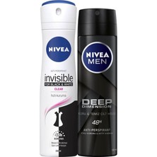 Hakay Nivea Black&white Clear Bayan Deosprey 150 Ml+Deep Dimension Erkek Deosprey 150 ml 2'li Paket
