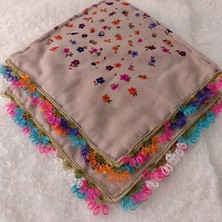 Hoaryage Reyhan El Emeği Iğne Oyası Yazma , Fular ,yemeni, Mevlit Örtüsü , Baş Örtüsü 4 Kenarı Oyalı %100 Pamuk 100*100CM