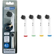 Hakay Denthauz Charcoal - Ekstra Beyazlık Oral-B Uyumlu Diş Fırçası Başlığı - 4 Adet Yedek Başlık