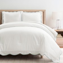 Hakay Lush Decor Kıyı Şık Tarak Kenar Yorgan Seti Mavi/beyaz 3 Parça Set Tam/kraliçe - Yumuşak Zarif Uygun Fiyatlı Lüks Yatak Seti