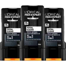 Hakay L’oréal Paris 3'lü Men Expert Total Clean 5'i 1 Arada Kömürlü Duş Jeli (3 x 300 Ml)