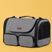 Hakay Pugalo Flycomfort Kedi Köpek Taşıma Çantası, Naylon, 40X30X35 Cm, Kabin Boy, Uçak Uyumlu, Yırtılmaz File (Gri)