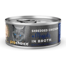 Hakay Prochoice Deluxe Shredded, Tahılsız, Hipoalerjenik, Tiftiklenmiş Tavuk Eti ve Midyeli Yaş Kedi Maması, 70 gr x 12 Adet