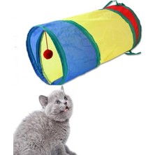 Hakay Tineke 50 cm Düz Kedi Tüneli Katlanır Gökkuşağı Kedi Oyuncağı Kedi Köpek Oyun Tüneli