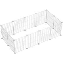 Hakay 12 Panel Metal Beyaz Renk Evcil Küçük Hayvan Kedi Köpek Kuş Evi Kafesi Oyun Parkı
