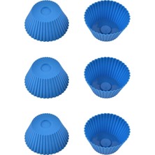 Hakay Mavi Silikon Mini Brownie ve Muffin Kalıbı, 7x3 Cm, Cupcake Kalıbı, Bpa Içermez, 6 Adet