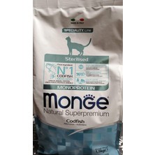 Hakay Monge Natural Superpremium Monoprotein* Sterılısed Codfısh Islak Kedi Maması (Morina Bazlı Islak Mama, Lif Bakımından Zengin, Boya ve Koruyucu Madde Içermez, Kedi Maması, 1,5 Kg)