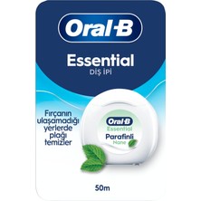 Hakay Oral-B Essential Diş Ipi, Plak Temizler, Parafinli Diş Ipi, Nane Aroması, 50M
