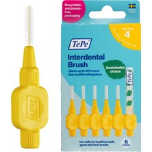 Hakay Tepe Interdental Fırça Orijinal, Diş Temizliği Için Yumuşak Diş Fırçası, 6'lı Paket, 0,7 Mm, Orta Boşluklar, Sarı, Boyut 4