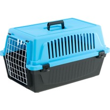 Hakay Ferplast Taşıma Kutusu Kedi, Köpek Taşıma Kutusu, 8 Kg'a Kadar Küçük Köpek ve Kediler, Kapı Plastik Demir, Havalandırma Delikleri, 37 x 58 x Y 32 Cm, Sert Kabuklu Taşıma Kabı Atlas 20 El, Açık Mavi