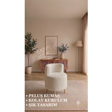 Bm Design Peluş Berjer Koltuk - Ahşap Ayaklı - Kolay Kurulum