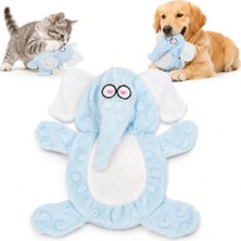 Esranın Dünyası Sogud Kedi Köpek Oyuncağı Sesli Hışırtılı Peluş Fil, Isırınca Öten Kafa, Hışırtı Sesli Göğüs Kısmı, Yumuşak Etkileşimli Evcil Hayvan Oyuncağı, 24 x 17 Cm, Açık Mavi