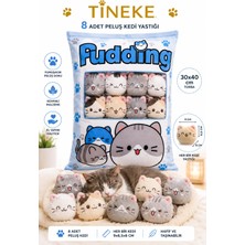 Hakay Tineke 8’li Peluş Kedi Yastığı Seti – Minik Yumuşak Kedi Oyuncağı ve Uyku Arkadaşı Mavi Karışık