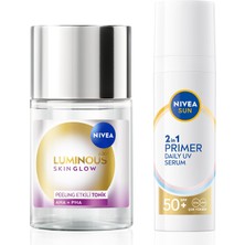 Hakay Sun SPF50 Primer Nemlendirici Makyaj Bazı 30ML ve LUMINOUS630 Skin Glow Peeling Etkili Tonik 100ML