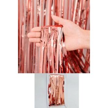 Hakay Metalize Arka Fon Perde (Rose Gold)