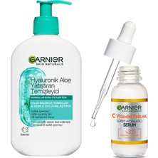 Hakay Garnier Hyaluronik Aloe Nemlendiren ve Yatıştıran Temizleyici 250 ml & C Vitamini Parlak Süper Aydınlatıcı Serum (30 Ml) Cilt Bakım Seti