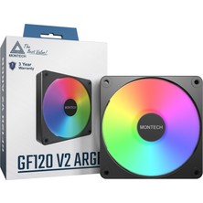 Hakay Montech GF120 V2 Argb 120MM Kasa Fanı - Şık ve Minimalist Tasarım, Yüksek Hava Akışı, Hidrolik Rulman, Sessiz Performans, Canlı Argb Aydınlatma, Siyah