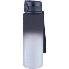 Hakay Uzspace 1000ML Büyük Boy Soft Touch Çift Renk Motivasyon Tritan Su Matarası (Siyah-Beyaz)