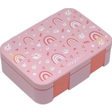 Hakay Vagonlife Bento 700ML Lunchbox Tek Katlı 3 Bölmeli Abs Plastik Çocuk Sefer Tası Yemek Kutusu (Pembe)