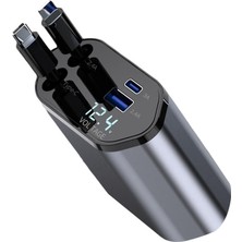 Hakay Okeeyseda Araç Çekilebilir Araç Şarj Cihazı 2 USB Bağlantı Noktası Desteği 120W Süper Hızlı Şarj Flaş Şarj 4'ü 1 Arada Çakmak, A