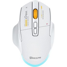 Hakay Coverzone Mikespn Tri-Mode Gaming Mouse – 12800 Dpı, 2.4ghz Kablosuz + Bluetooth + Kablolu Bağlantı, Rgb Aydınlatma, Type-C Şarjlı, 500MAH Batarya, 7 Tuşlu Ergonomik Oyuncu Mouse | W601 (Beyaz)