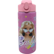 Hakay Wiggle 600ML Barbie Temalı Lisanslı Pipetli Kilitlenebilir Kapak Paslanmaz Çelik Termos Matara (Pembe)
