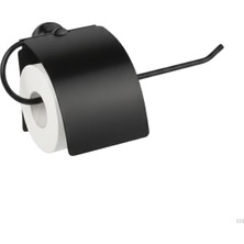 Hakay Yapışkanlı Tuvalet Kağıdı Askısı | Kapaklı Paslanmaz Metal Wc Kağıtlık | 10 * 10 cm Siyah Renk | Delmesiz Kolay Kurulum