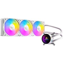 Hakay Antec Luna 360 White Argb, All-In-One Sıvı Cpu Soğutucu, 360MM Radyatör, 3X120MM Pwm Argb Fan, Infinity Mirror Pompa Başlığı, Intel LGA1851/1700 ve Amd Am5/am4 Uyumlu, Beyaz