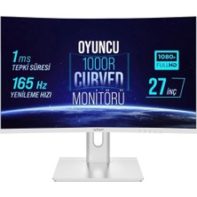 Hakay Warp 27" 165Hz 1ms Rgb 1000R Curved Freesync+G-Sync Fhd Beyaz Oyuncu Monitörü WRP27-165-W, WRP27-165-W