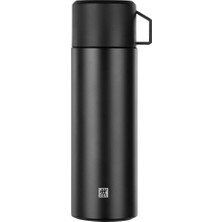 Hakay Zwilling Termos, Entegre Fincan, Termos Sürahi, Çift Duvarlı Yalıtım, 1 Litre, Siyah