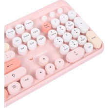 Hakay Renkli Tuşlu Kablosuz Türkçe Klavye+Mouse Seti - Pembe