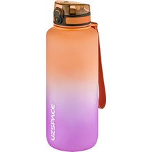 Hakay Uzspace Motivasyon Matarası 1500 ml Mega Büyük Boy Çift Renk 8 Farklı Renk Turuncu-Mor