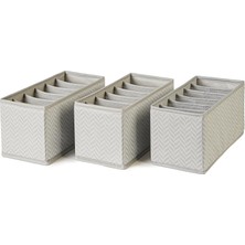 Hakay Ocean Home Textile 3'lü Bölmeli Gri Balıksırtı Çekmece Içi Düzenleyici Kutu Set 13 x 28 x 13 cm