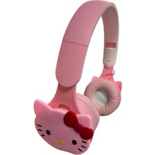 Hakay Hello Kitty Kablosuz Bluetooth Katlanabilir Kulaküstü Kulaklık Pembe