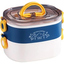 Hakay Vagonlife 1200 ml Iki Kat Üç Bölme Paslanmaz Çelik Bento Lunch Box Yeni Nesil Sefer TASI-ÇATALLIKAŞIK-FFLBOX50251 Lacivert