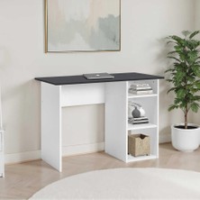 Hakay Adore Mobilya Vera 3 Raflı Çalışma Masası-Beyaz-Antrasit 101X75X45 cm (Gxyxd)