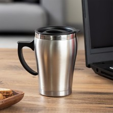 Hakay Porsima 05550 Paslanmaz Çelik Kupa Sızdırmaz Çelik Termos Araç Termosu El Termosu Yalıtımlı Bardak 350ML -Gümüş