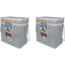 Hakay Mayaglory 2 Adet - Pencereli Saklama Çantası - Pencereli Battaniye Hurcu 30X45X50CM - Çizgili Model