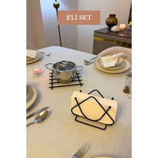 Edora Home 2’li Set Siyah Üçgen Peçetelik Nihale Mutfak Seti