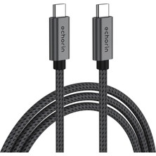 Hakay Echorin 240W, 20 Gbps, 4K 60Hz, USB C'den USB C'ye, Örgülü Hızlı Şarj, Görüntü ve Veri Aktarım Kablosu Pd 3.2, 5A, iPhone 15, 16, 17, M2 MacBook Pro, Air, iPad Pro ve Galaxy S25, S24, S23 ile Uyumlu