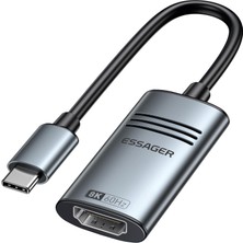 Hakay Essager USB C - HDMI 2.1 Adaptör 8K@60Hz 4K@144Hz Alüminyum Tip-C HDMI Kablosu, Thunderbolt 4 3 Destek 48 Gbps/hdcp2.3/hdr Dizüstü Bilgisayar, Tablet Için Uyumlu