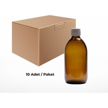 Labbakkal Cam Ecza Şişe 500 ml Amber - Beyaz Kilitli 28 mm Kapak 10 Adet