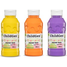 Hakay Childgen Childgen Süper Yıkanabilir Parmak Boya 350 ml x 3 Renk (Sarı, Turuncu, Mor)
