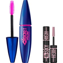Hakay Maybelline New York Volum' Express Rocket Ekstra Siyah Maskara & Mini Lash Sensational Sky High Cosmic Black Maskara Makyaj Seti