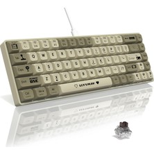 Hakay A.jazz AK680 65% Kablolu Hotswap Mekanik Oyun Klavyesi,68 Tuşlu Taşınabilir Anti-Ghosting Klavye,gökkuşağı Arkadan Aydınlatmalı Programlanabilir,eva Sandviç,ergonomik Tasarım,kahverengi Anahtar-Gri