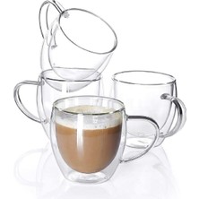 Aesco Arvale 4 Adet 250 ml Çift Cidarlı Kahve Kupası Bardak