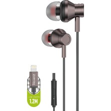 Hakay iPhone Uyumlu Lightning Uyumlu Çıkış A Kalite Extra Bass Metal Magnetik Uçlar Streo Hd Yüksek Ses 1,2m Mikrofonlu Kulak Içi Kulaklık Tek Seferlik Bluetooth Eşleşmesi Gerekli (Siyah)