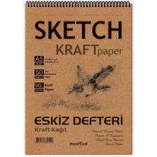 Hakay Etika Kraft Eskiz Defteri A5-90 gr Doğal Kağıt, Spiralli, 50 Yaprak Sketchbook